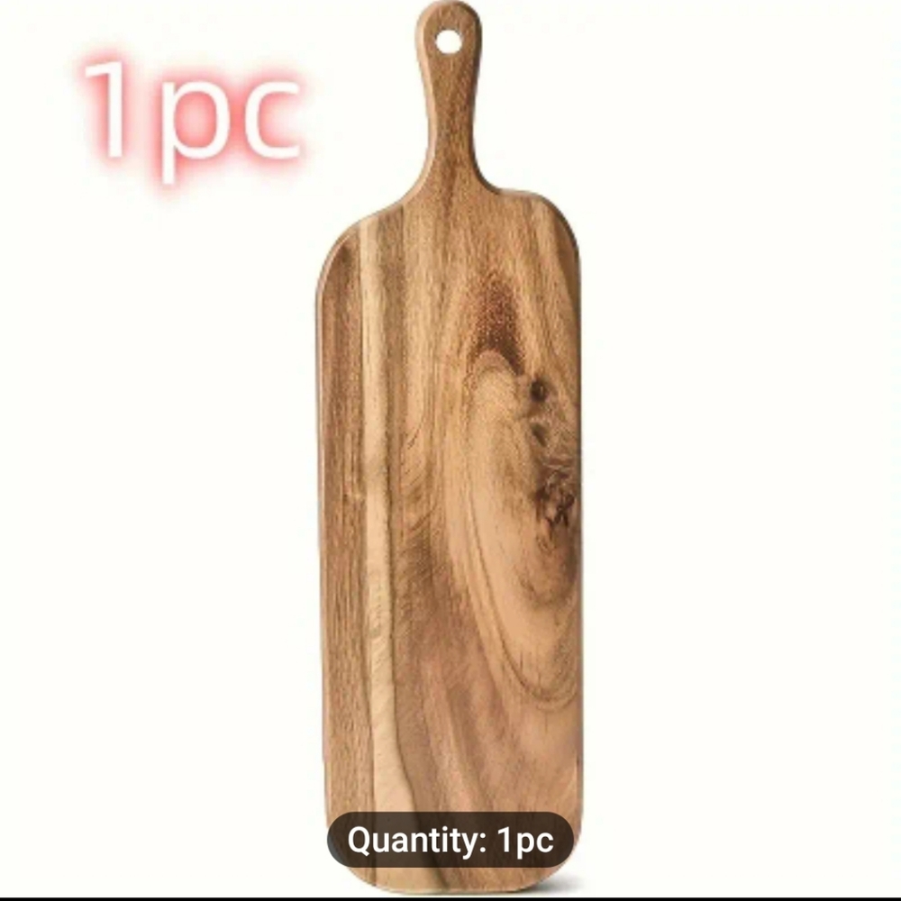 New Hand Crafted Wooden Acacia Cutting Board with Handle #24